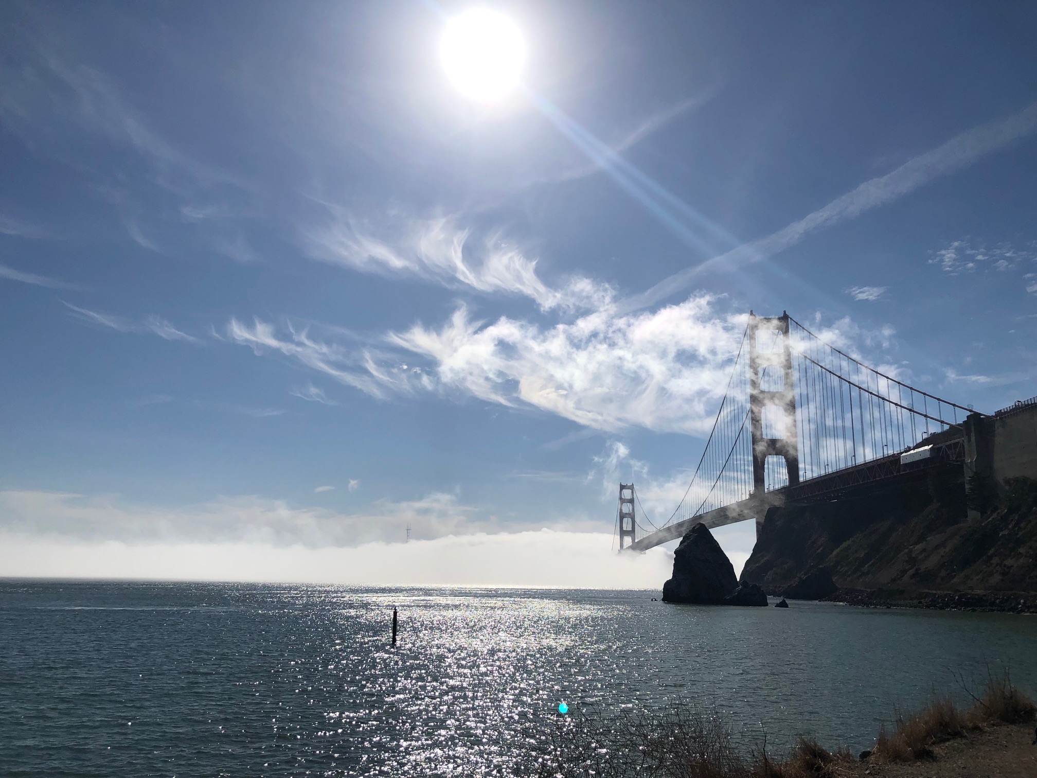 Fog rolling over the Golden Gate Bridge